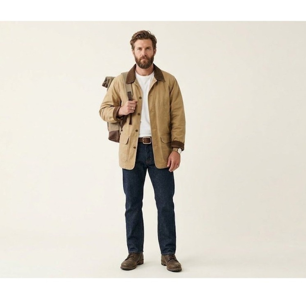 L.L. Bean Men's XXLT Barn Field Gorpcore Coat Vintage Tan Quilted Utility Jacket